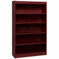 Sp Richards Lorell® 5-Shelf Panel End Hardwood Veneer Bookcase, 36"W x 12"D x 60"H, Mahogany LLR60073
